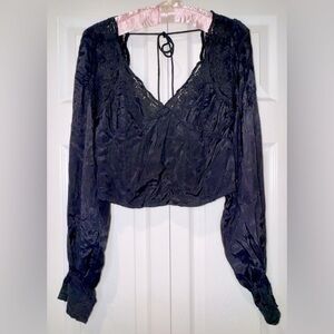 Free People Janelle Lace Top in Black Size XS VGUC